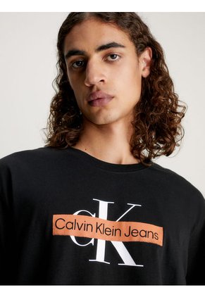 Camiseta Con Monograma Hombre Negro Calvin Klein