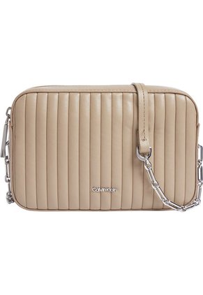 Bolso Beige Cruzado Acolchado Con Solapa Calvin Klein