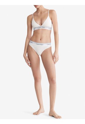 Pantie Tipo Tanga Blanca Con Logo En Algodón Calvin Klein