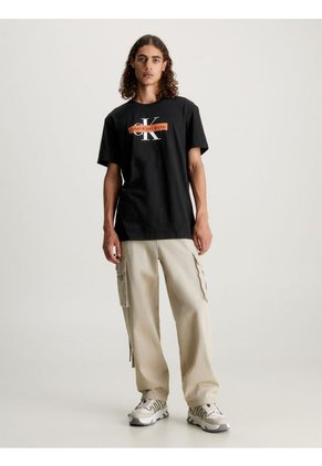 Camiseta Con Monograma Hombre Negro Calvin Klein