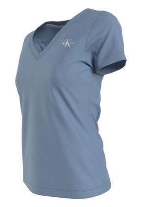 Camiseta De Algodón Azul Calvin Klein