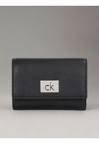 Billetera Negra Triple Con Monograma Calvin Klein Calvin Klein