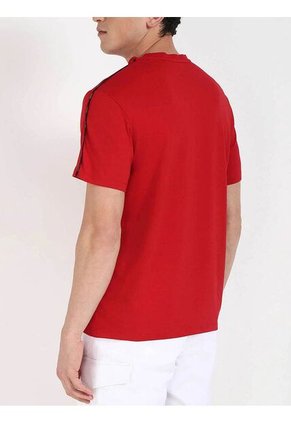 Camiseta Roja Con Ribete De Logotipo En Las Mangas Calvin Klein