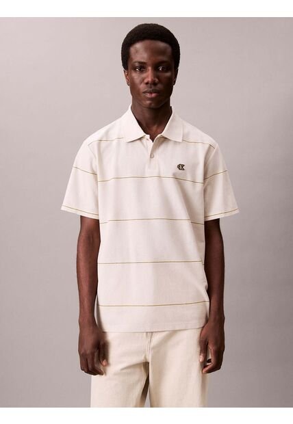 Polo Beige Sencillo Con Raya Texturizada Calvin Klein
