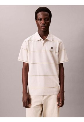 Polo Beige Sencillo Con Raya Texturizada Calvin Klein