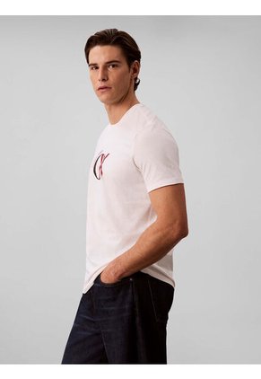 Camiseta Blanca Con Gráfico De Logo Calvin Klein