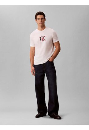 Camiseta Blanca Con Gráfico De Logo Calvin Klein