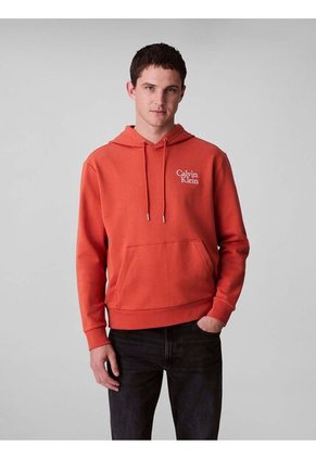 Buzo Rojo De Felpa Con Logotipo Bordado Calvin Klein