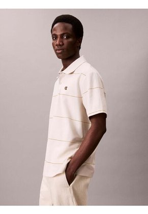 Polo Beige Sencillo Con Raya Texturizada Calvin Klein