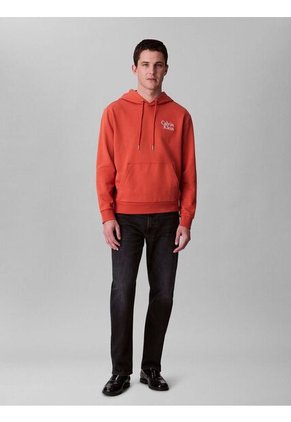 Buzo Rojo De Felpa Con Logotipo Bordado Calvin Klein