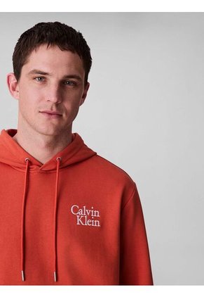 Buzo Rojo De Felpa Con Logotipo Bordado Calvin Klein