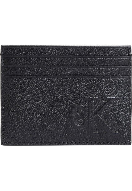 Tarjetero Negro Sculpted Con Monograma Calvin Klein