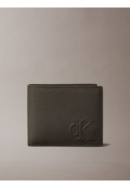 Billetera Negra Sculpted Con Monograma En Relieve Calvin Klein