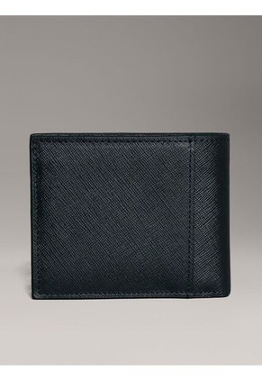 Billetera Azul Plegable De Cuero Calvin Klein
