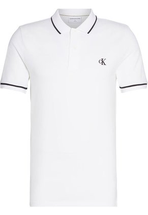 Polos Slim De Piqué Elástico Blanco Calvin Klein