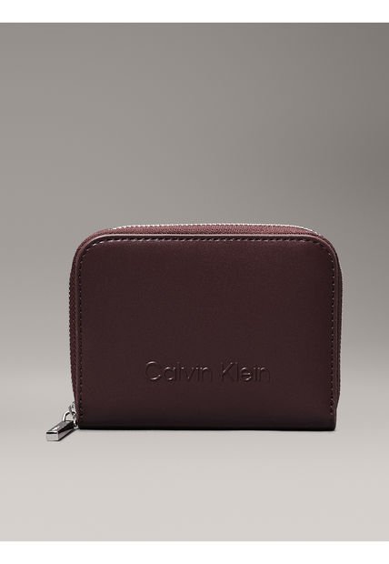 Billetera Roja Con Cremallera En El Contorno Con RFID Calvin Klein