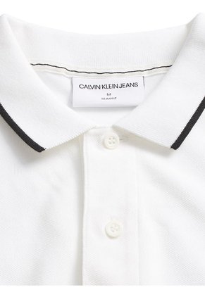 Polos Slim De Piqué Elástico Blanco Calvin Klein