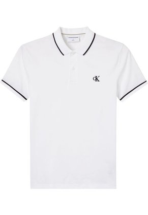 Polos Slim De Piqué Elástico Blanco Calvin Klein