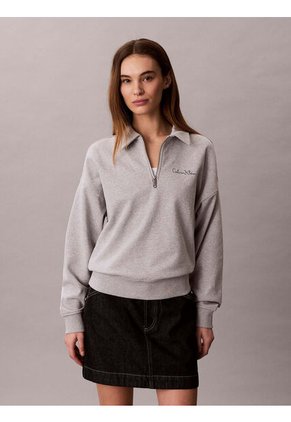 Saco Gris De Tejido French Terry Con Cremallera Calvin Klein