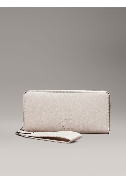 Billetera Beige Con Cremallera En El Contorno Calvin Klein