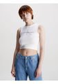 Camiseta De Tirantes Cropped Con Monograma Mujer Blanco Calvin Klein de Calvin Klein