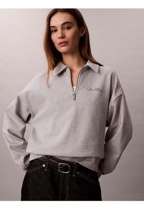 Saco Gris De Tejido French Terry Con Cremallera Calvin Klein