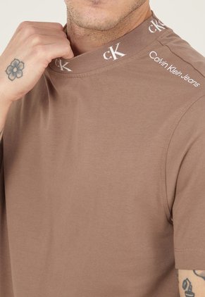 Camiseta Taupe-Blanco Calvin Klein