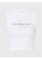 Camiseta De Tirantes Cropped Con Monograma Mujer Blanco Calvin Klein de Calvin Klein