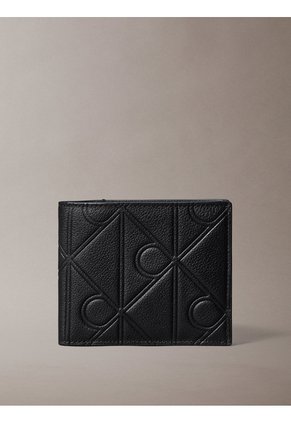 Billetera Negra Billfold Con Relieve Integral De Emblema Calvin Klein