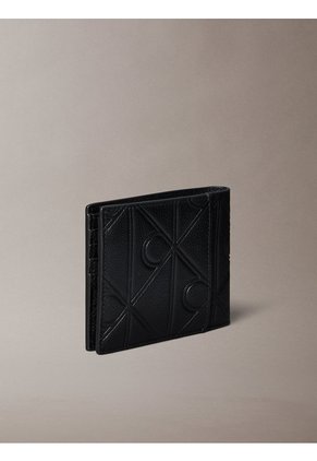 Billetera Negra Billfold Con Relieve Integral De Emblema Calvin Klein