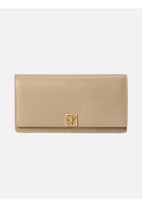 Billetera Beige Larga De Cuero Calvin Klein