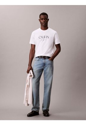 Camiseta Blanca Con Gráfico De Logo Calvin Klein