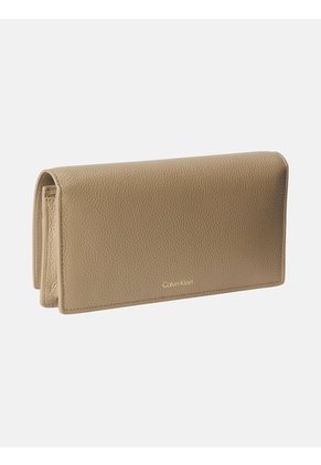 Billetera Beige Larga De Cuero Calvin Klein