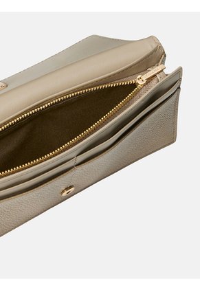 Billetera Beige Larga De Cuero Calvin Klein