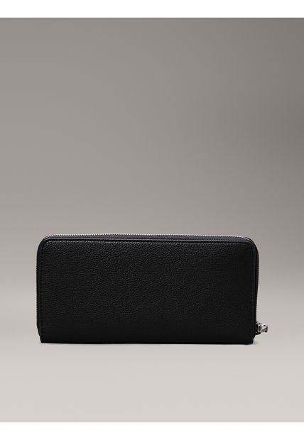 Billetera Negra Con Cremallera En El Contorno Calvin Klein