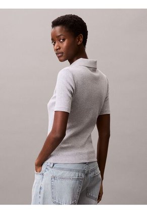 Polo Gris Con Insignia Calvin Klein