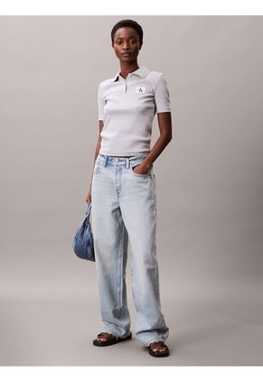 Polo Gris Con Insignia Calvin Klein
