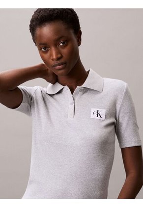 Polo Gris Con Insignia Calvin Klein