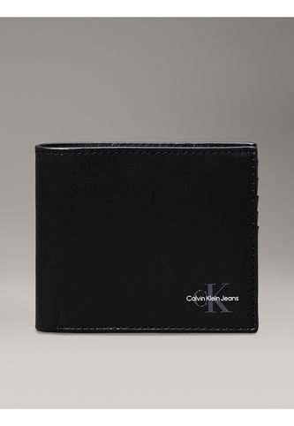 Billetera Negra Monogram De Cuero Calvin Klein Calvin Klein