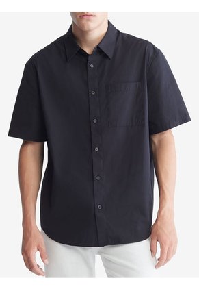 Camisa Negro Sencilla Y Solida Con Logo Para Hombre Calvin Klein