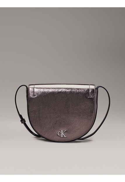 Bolso Gris Cruzado Con Acabado Metálico Calvin Klein
