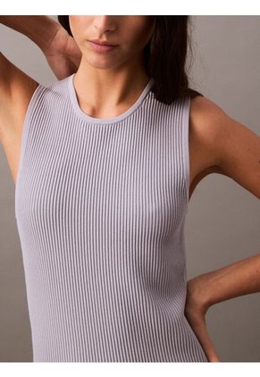 Vestido Gris Corto Sculpted De Punto De Canalé Calvin Klein