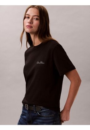 Camiseta Negra Clásica Con Logo Estampado Calvin Klein
