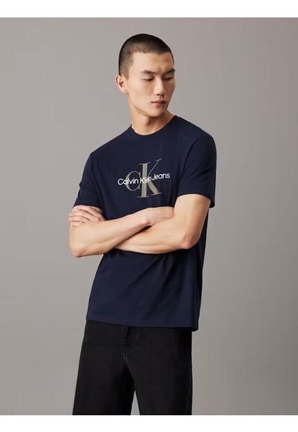 Camiseta Azul Con Monograma Calvin Klein
