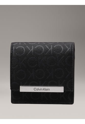 Billetera Negra De Plegado Triple Con Logo Pequeño Calvin Klein Calvin Klein