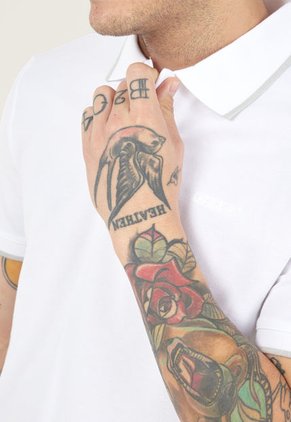 Polo Blanco-Gris Calvin Klein