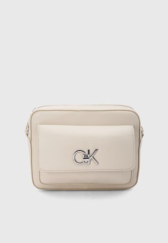 Bolso Manos Libres Calvin Klein Re - Lock Camera Beige Calvin Klein