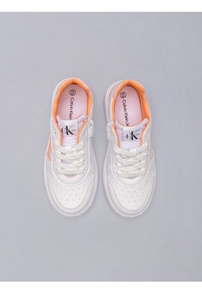Tenis Blanco Niña De Corte Bajo Con Cordones Calvin Klein