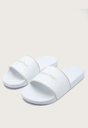 Playera Blanco-Beige Calvin Klein Rubber Pool Slide