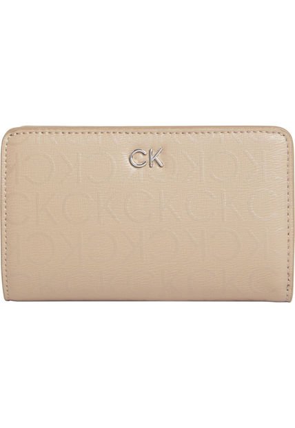 Billetera Beige Bifold Con Monograma Calvin Klein